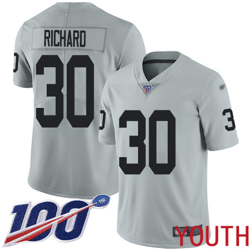 Oakland Raiders Limited Silver Youth Jalen Richard Jersey NFL Football #30 100th Season Inverted Legend Jersey->youth nfl jersey->Youth Jersey